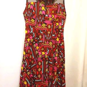 Geographic Pattern Sun Dress - M